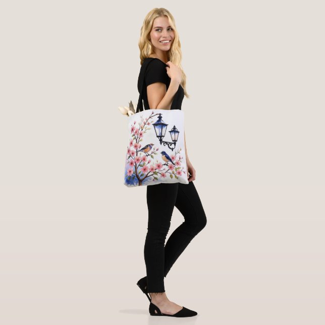 Bolsa Tote Cerejeiras e aves (No(a) Modelo)