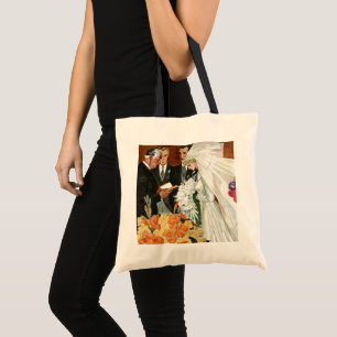 Bolsa Tote Cerimônia de Casamento Antigo com Noiva e Noivo