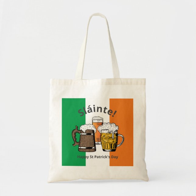 Bolsa Tote Cervejas do Sláinte do DIA DE SÃO PATRÍCIO FELIZ (Frente)