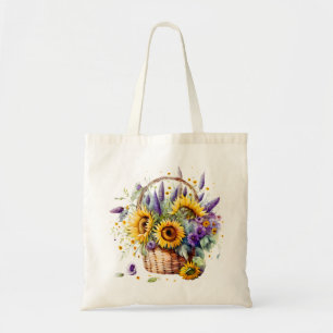 Bolsa Tote Cesta de Girassóis Tote