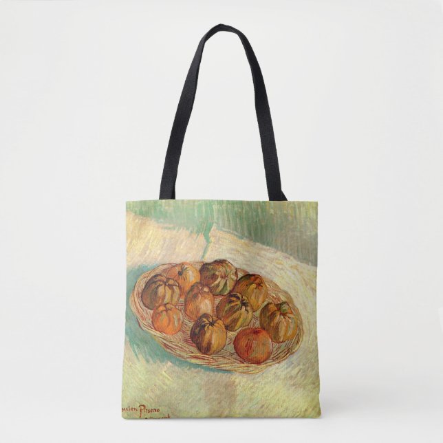 Bolsa Tote Cesta de Maçãs para Pissarro por Vincent van Gogh (Frente)
