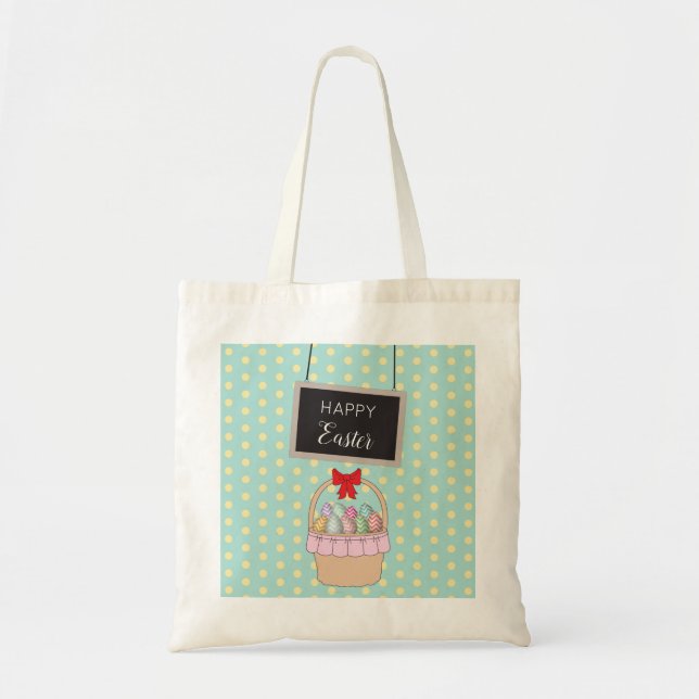 Bolsa Tote Cesta de Páscoa e Ovos de Páscoa de Pastel (Frente)