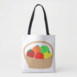 Bolsa Tote Cesta de Vime de Frutas Frescas Coloridas