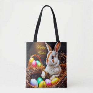 Bolsa Tote Cesta e Ovos de Coelho da Páscoa