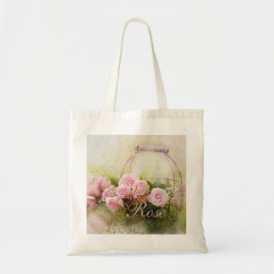 Bolsa Tote Cesta Rosa Rosa Rosa Rosa Rosa