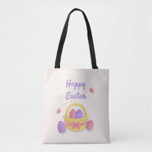 Bolsa Tote cesto de felzs pascoa e borboletas