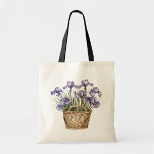 Bolsa Tote Cesto de Flores de Íris Roxa