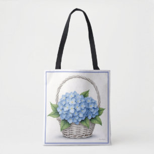 Bolsa Tote Cesto de Hortênsias Azuis