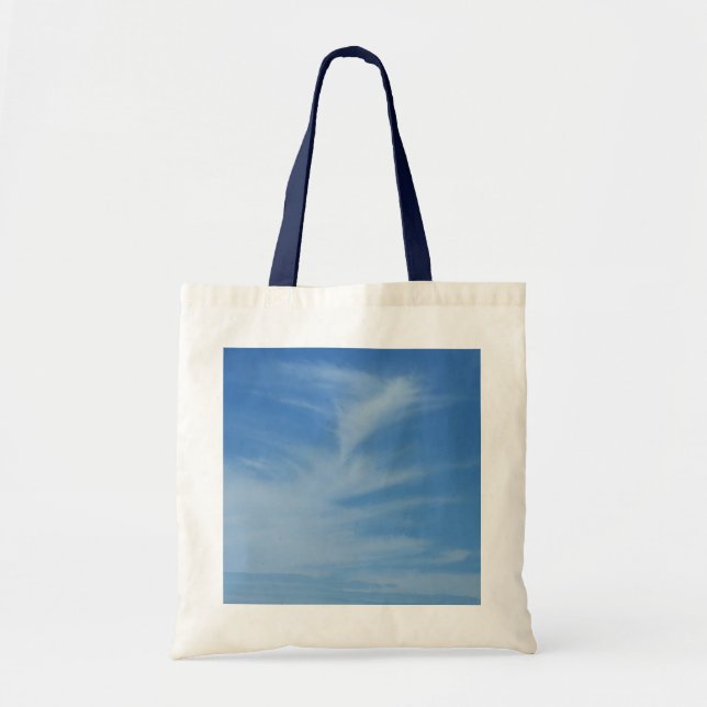 Bolsa Tote Céu Azul com Abstrato de Foto de Nuvens Brancas (Frente)