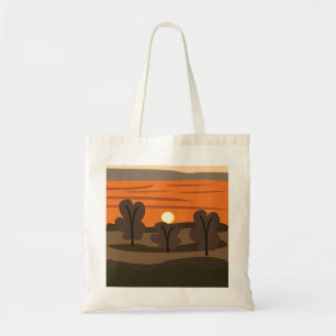 Bolsa Tote Céu do Nascer do Sol Cenário Retro Verão