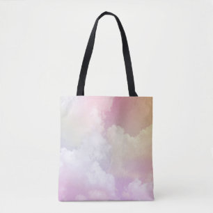 Bolsa Tote Céu Laranja Cor-de-Rosa Suave: Fluffy