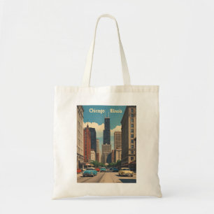 Bolsa Tote Céu Noturno da Cidade de Chicago Illinois Viagem R