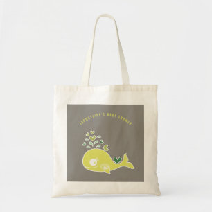 Bolsa Tote Chá de Bebê de Baleia Verde Grávida de Desenho Ani
