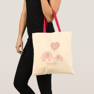 Bolsa Tote Chá de Bebê de Elefante Rosa Fofo Menina