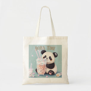 Bolsa Tote Chá de bolha de bebendo de Panda, chá de boba