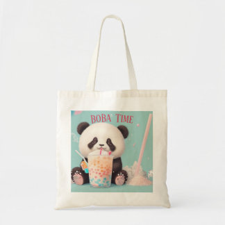 Bolsa Tote Chá de bolha de bebendo de Panda, chá de boba