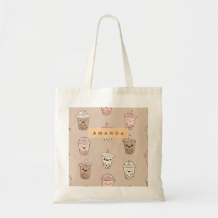 Bolsa Tote Chá de bolha leitosa branca e neutra personalizada