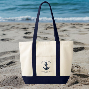Bolsa Tote Chá de fraldas de Âncora Azul do marinho Personali