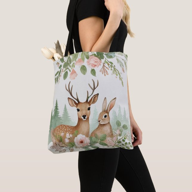 Bolsa Tote Chá de fraldas De Animais Da Floresta (Close Up)