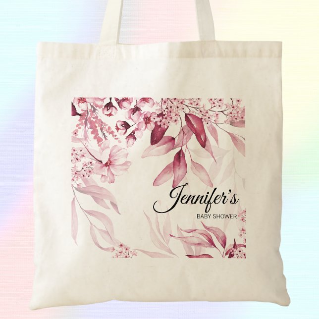 Bolsa Tote Chá de fraldas de Florais de Belas Artes Elegantes (Criador carregado)