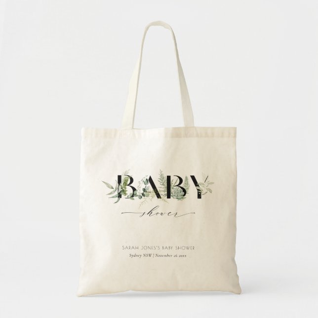 Bolsa Tote Chá de fraldas de Script Succulent Dusky Leafy Fer (Frente)