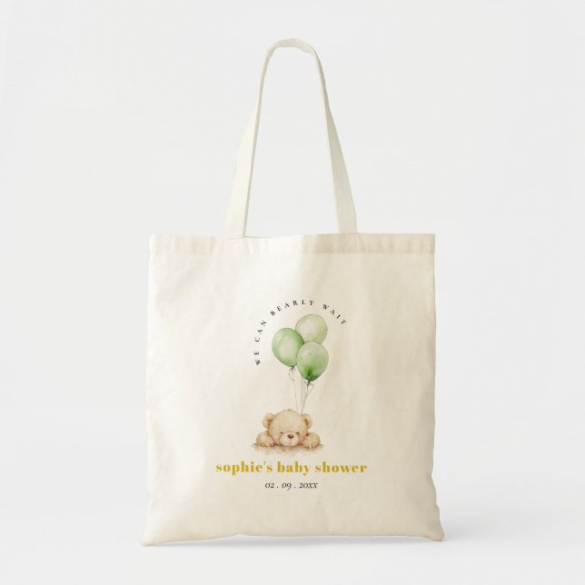 Bolsa Tote Chá de fraldas do balão de espera neutro verde (Frente)
