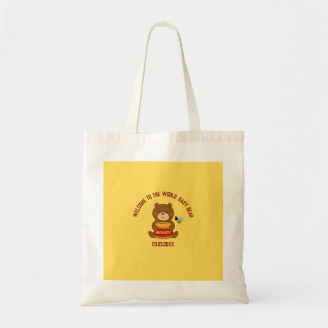Bolsa Tote Chá de fraldas do Tema do Urso Bonito (Frente)