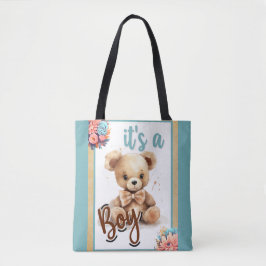 Bolsa Tote Chá de fraldas do Urso Azul Boho