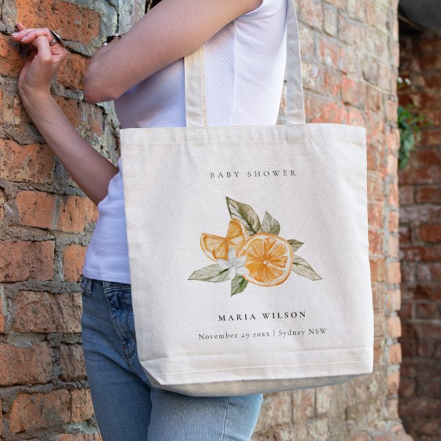 Bolsa Tote Chá de fraldas Mínimo Laranja Botânico Leafy Boho (Criador carregado)