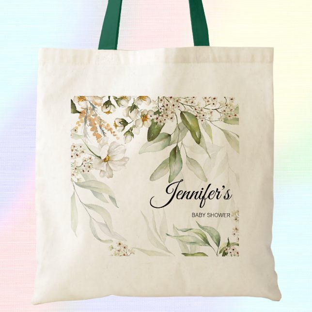 Bolsa Tote Chá de fraldas Neutral Boho Elegant Fine Art Flora (Criador carregado)