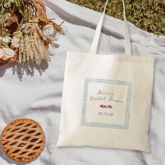 Bolsa Tote Chá de Noiva Elegante de Ginga Azul para Brunch de (Criador carregado)