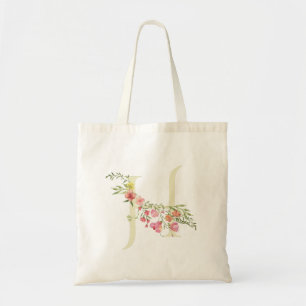 Bolsa Tote Chá de Noiva floral primavera monograma H casament