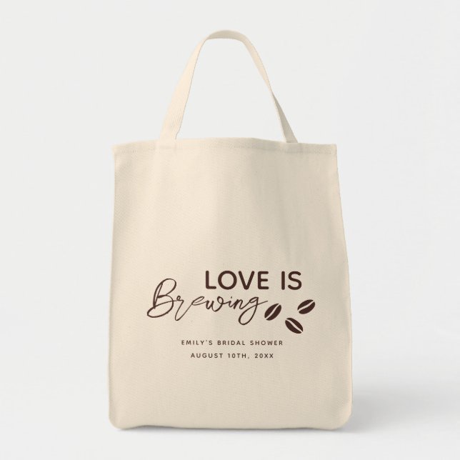 Bolsa Tote Chá de Noiva Tema Café Love is Brewing (Frente)