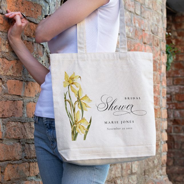 Bolsa Tote Chá de panela de Aquarela Floral Amarelo Daffodil (Criador carregado)