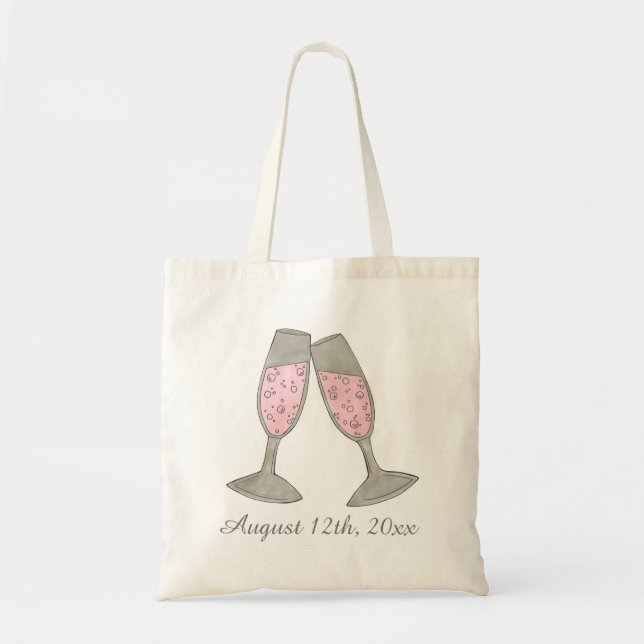 Bolsa Tote Chá de panela de Casamento de Champanhe Rosa Bubbl (Frente)