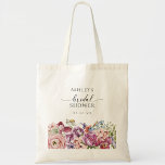 Bolsa Tote Chá de panela de Flor Floral Colorida Elegante<br><div class="desc">Saco de Tota de Chá de panela Floral Colorida Elegante. Dê aos hóspedes uma guarita que eles usarão com o Amor Colorido Está em Bloom Tote Bag, florescendo com um buquê vivo de flores silvestres de aquarelas em tons de roxo, magenta, burlôncio, rosa pincelado, azul empoeirado e verde-sábio. A caligrafia...</div>