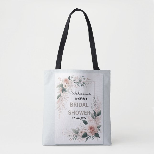 Bolsa Tote Chá de panela de quadro floral (Frente)