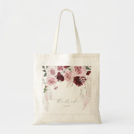 Bolsa Tote Chá de panela Floral Blush Blush Rosas Rosa