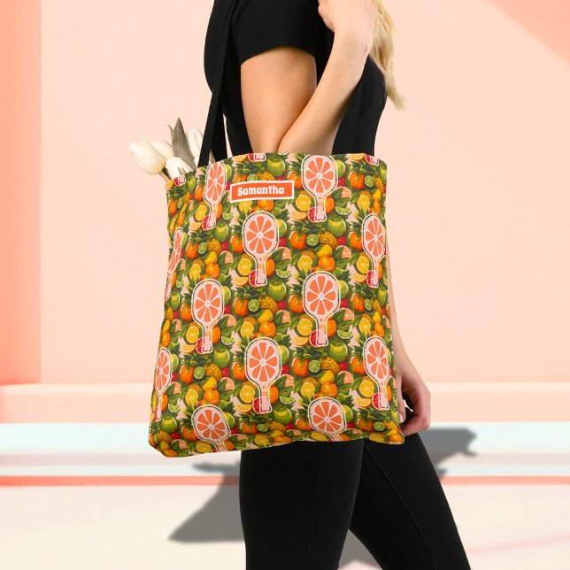 Bolsa Tote Chá de Panela Tropical Retrô de Citrinos Picklebal (Criador carregado)