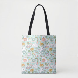 Bolsa Tote Chá Verde & Gatos Literários Garota Fofa Pastel