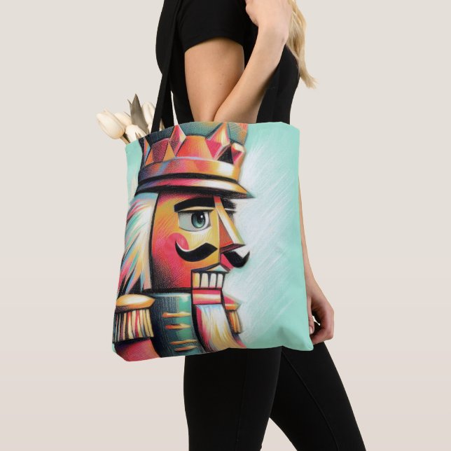 Bolsa Tote Chalk Illustrated Christmas Nutcracker (Close Up)