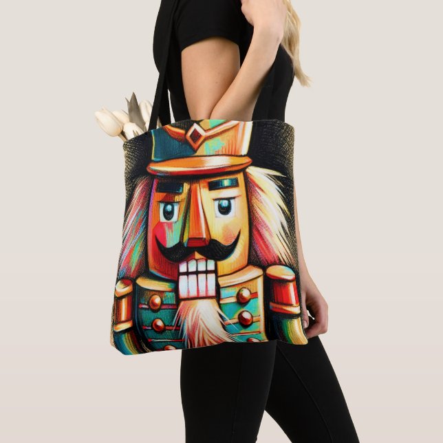 Bolsa Tote Chalk Illustrated Christmas Nutcracker (Close Up)