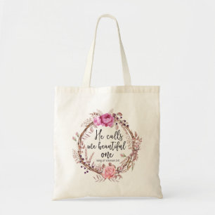 Bolsa Tote Chama-me o bonito, sacola floral da grinalda