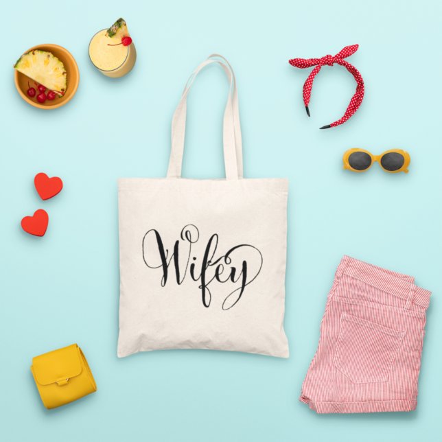 Bolsa Tote Chamada de Letra Elegante de Esposa Casamento (Criador carregado)