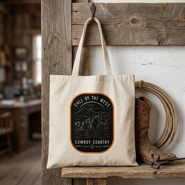 Bolsa Tote Chamada do Oeste Design Vintage do País Cowboy (Criador carregado)
