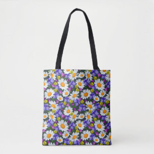 Bolsa Tote Chamomila, flores silvestres: padrão uniforme.