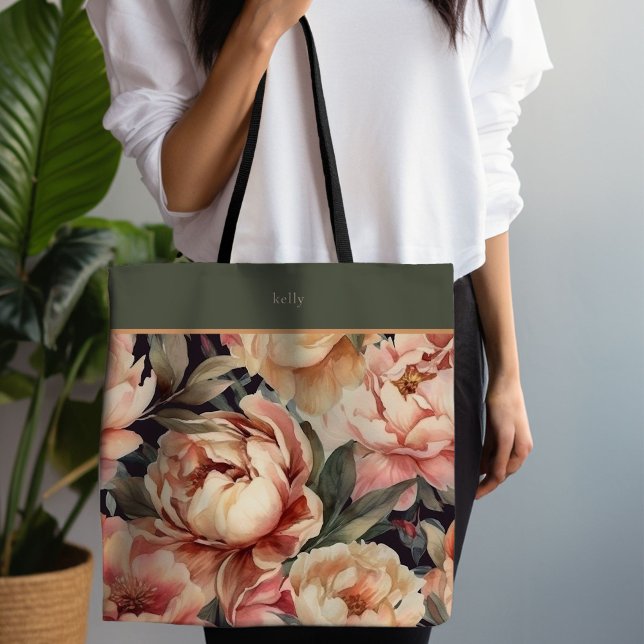Bolsa Tote Champagne Floral (Personalized Champagne Floral Tote)