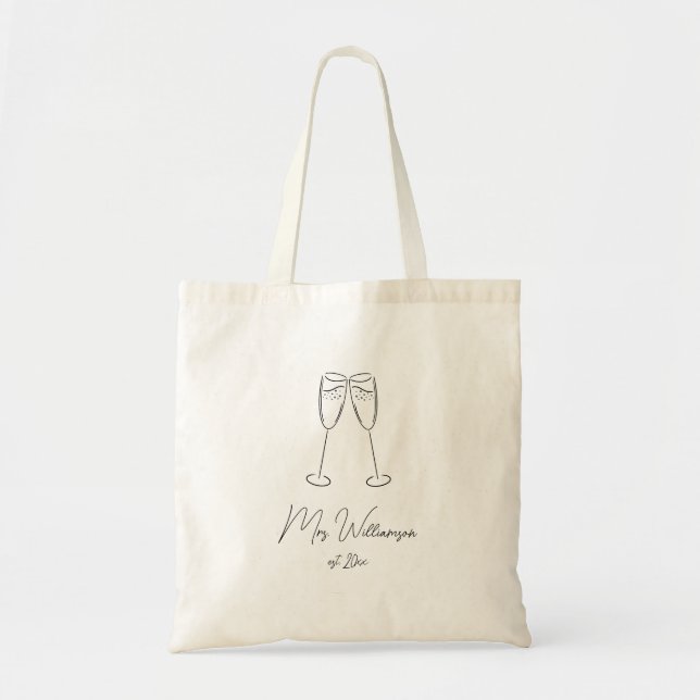 Bolsa Tote Champagne Glass Bride Wedding Newlywing (Frente)