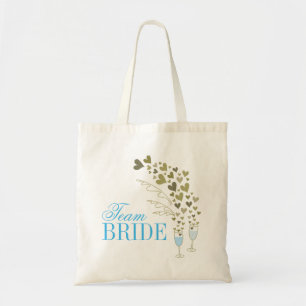 Bolsa Tote Champanhe Azul Cheers Chic Team Node Bridal Party
