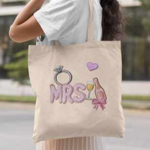 Bolsa Tote Champanhe bordado da SRA. Faux Patch
